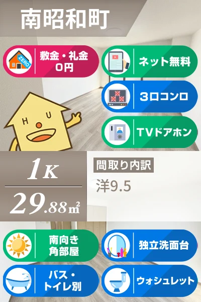 南昭和町 マンション 1K 105のお部屋の特徴