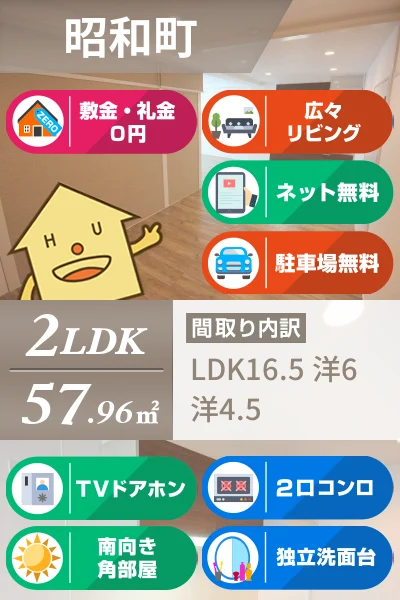昭和町 マンション 2LDK 506のお部屋の特徴