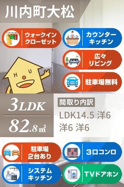 川内町大松 一戸建て 3LDK Bのお部屋の特徴