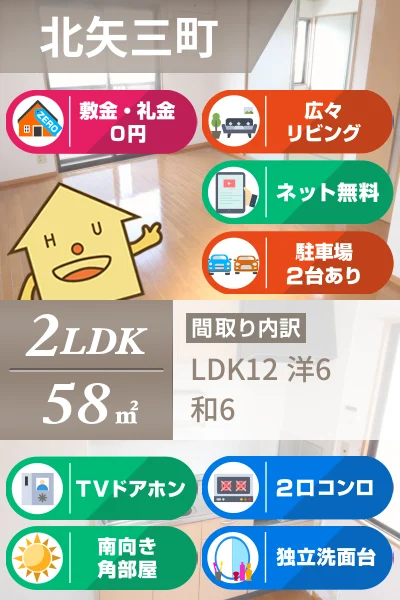 北矢三町 アパート 2LDK A101のお部屋の特徴
