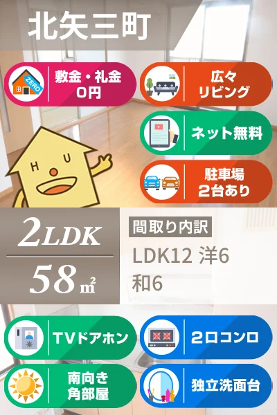 北矢三町 アパート 2LDK B202のお部屋の特徴