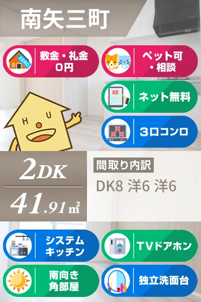 南矢三町 マンション 2DK 202のお部屋の特徴