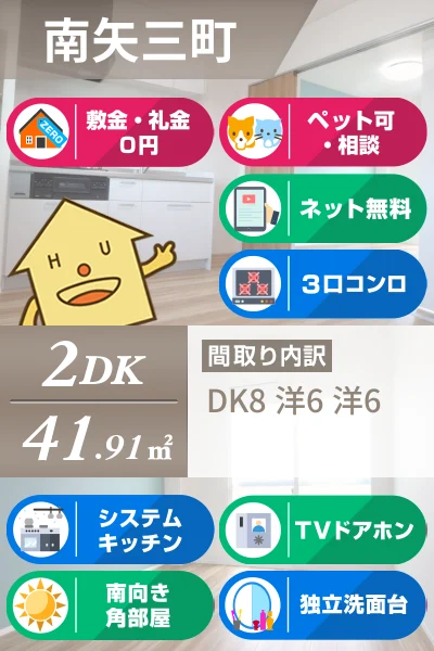 南矢三町 マンション 2DK 301のお部屋の特徴