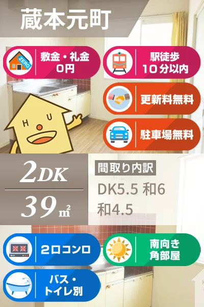 蔵本元町 アパート 2DK 202のお部屋の特徴