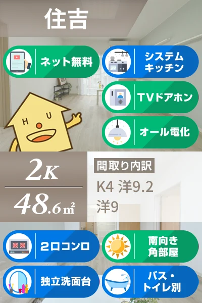 K’sガーデン住吉 201のお部屋の特徴