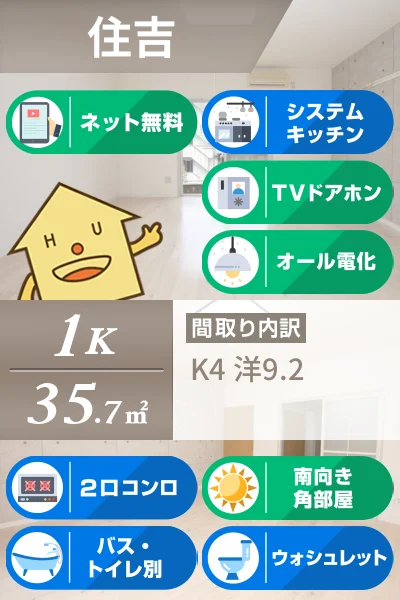 K’sガーデン住吉 309のお部屋の特徴