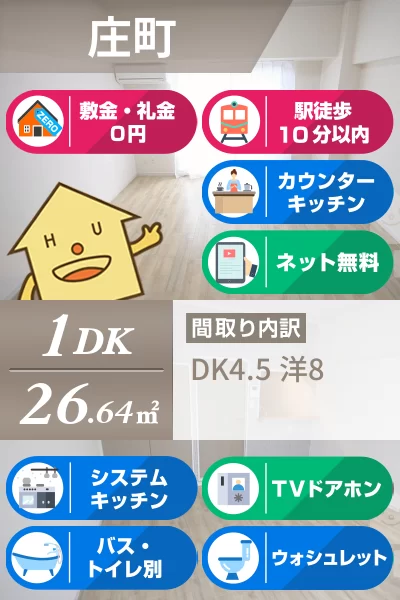 庄町 マンション 1DK 205のお部屋の特徴