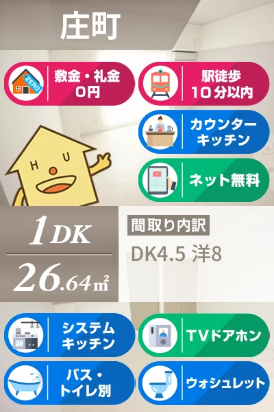 庄町 マンション 1DK 311のお部屋の特徴