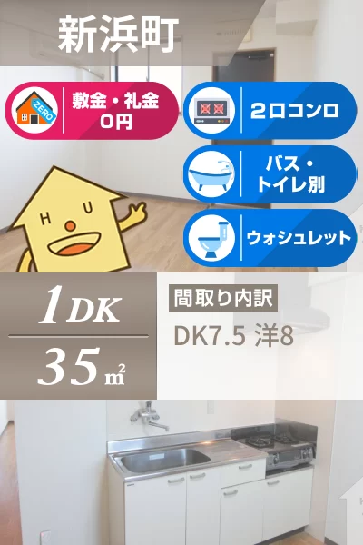 新浜町 マンション 1DK 305のお部屋の特徴