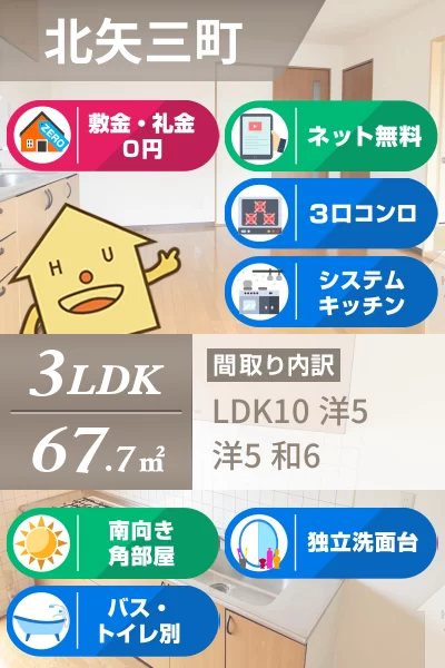 北矢三町 マンション 3LDK 101のお部屋の特徴