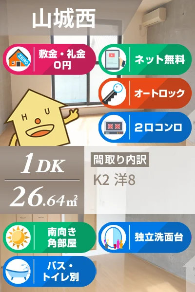 山城西 マンション 1DK 205のお部屋の特徴