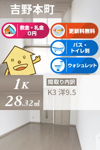 吉野本町 マンション 1K 103のお部屋の特徴