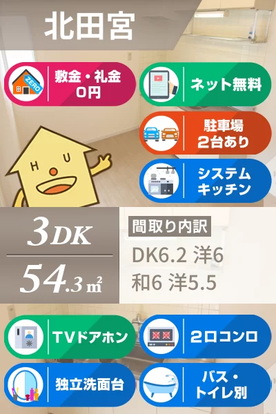 北田宮 マンション 3DK 205のお部屋の特徴