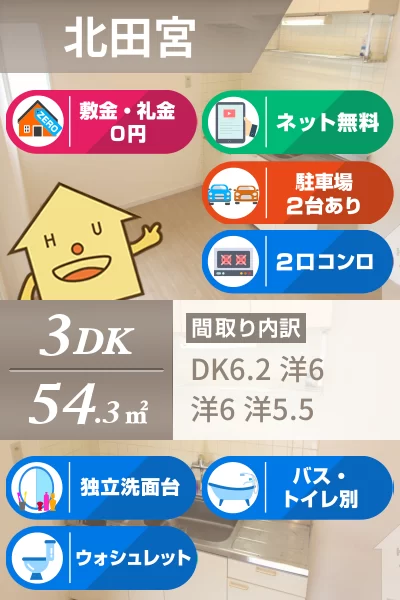 北田宮 マンション 3DK 303のお部屋の特徴
