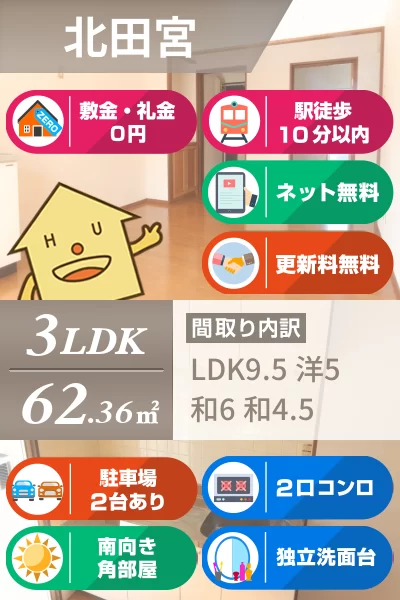 北田宮 マンション 3LDK 201のお部屋の特徴