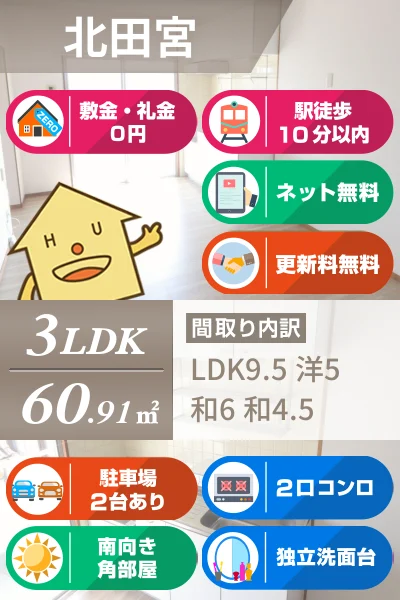 北田宮 マンション 3LDK 301のお部屋の特徴