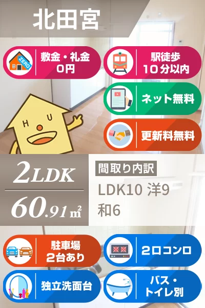 北田宮 マンション 2LDK 402のお部屋の特徴