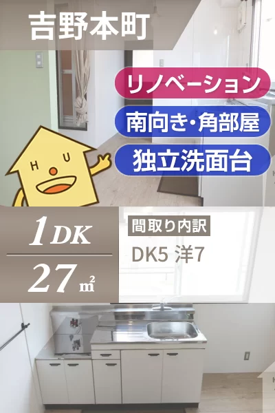 吉野本町 マンション 1DK 301のお部屋の特徴