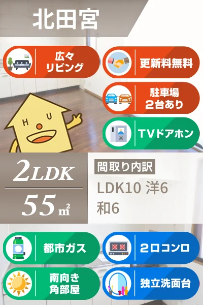北田宮 マンション 2LDK 202のお部屋の特徴
