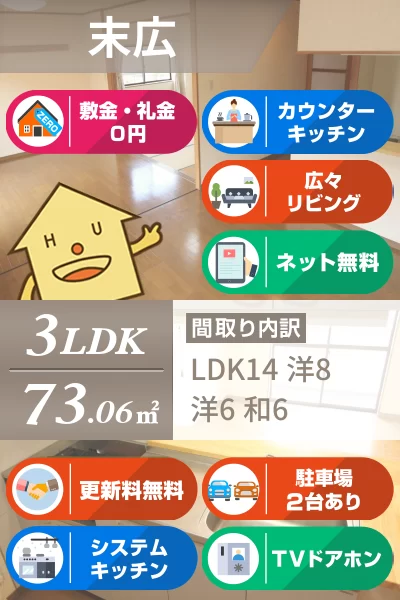 末広 アパート 3LDK 204のお部屋の特徴