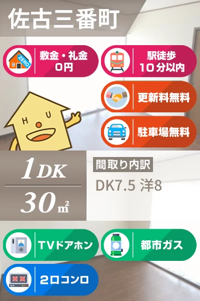 佐古三番町 マンション 1DK 506のお部屋の特徴