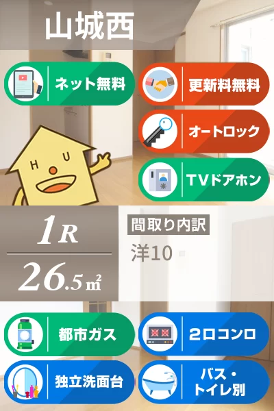 山城西 マンション 1R 301のお部屋の特徴
