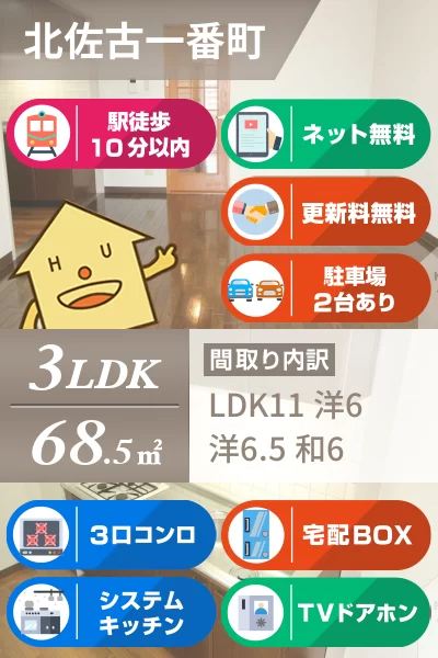 北佐古一番町 マンション 3LDK 405のお部屋の特徴