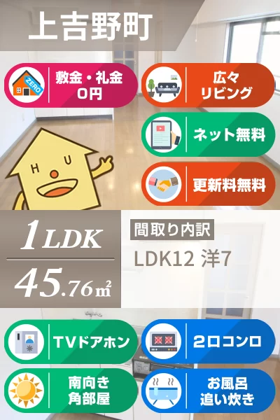 上吉野町 マンション 1LDK 101のお部屋の特徴