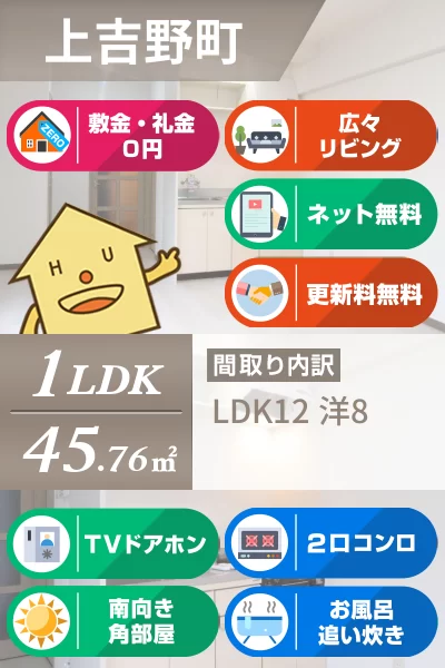 上吉野町 マンション 1LDK 205のお部屋の特徴
