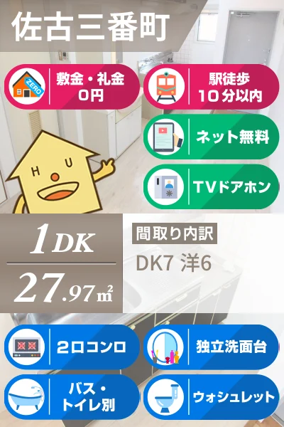 佐古三番町 マンション 1DK 402のお部屋の特徴