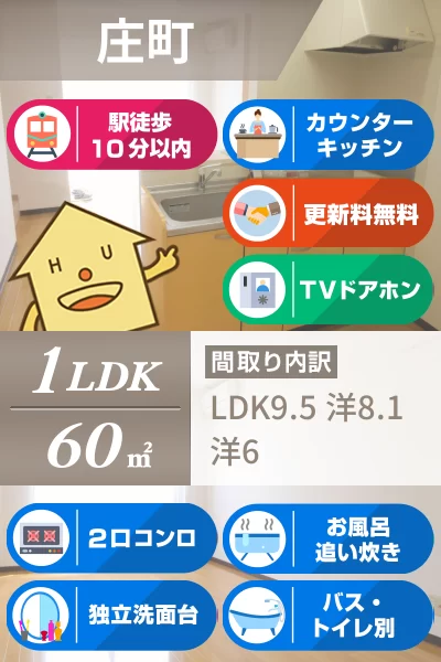 庄町 アパート 1LDK 2のお部屋の特徴