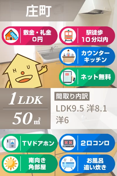 庄町 アパート 1LDK 3のお部屋の特徴