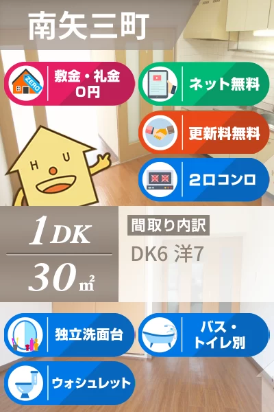 南矢三町 マンション 1DK 105のお部屋の特徴
