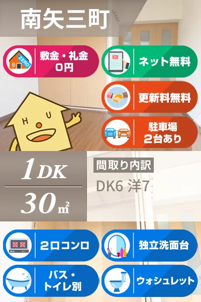 南矢三町 マンション 1DK 204のお部屋の特徴