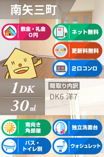 南矢三町 マンション 1DK 305のお部屋の特徴