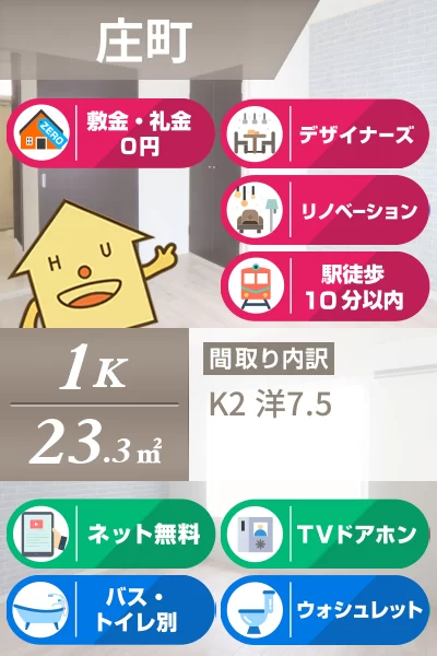 庄町 アパート 1K 201のお部屋の特徴