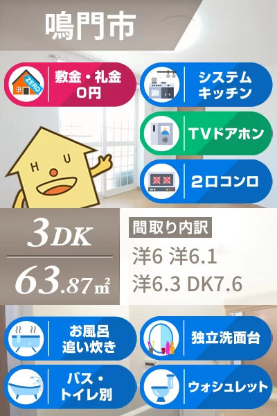 オーブリー鳴門 B 203のお部屋の特徴