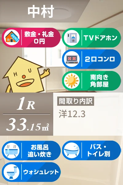 ソレイユ北島 B 103のお部屋の特徴