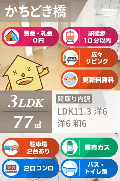 かちどき橋 マンション 3LDK 1Dのお部屋の特徴