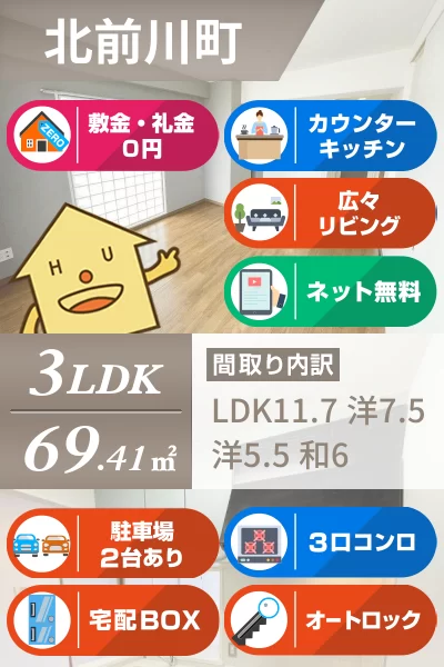 北前川町 マンション 3LDK 602のお部屋の特徴