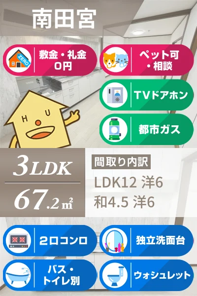南田宮 マンション 3LDK 505のお部屋の特徴