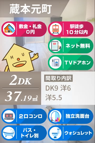 蔵本元町 マンション 2DK 102のお部屋の特徴