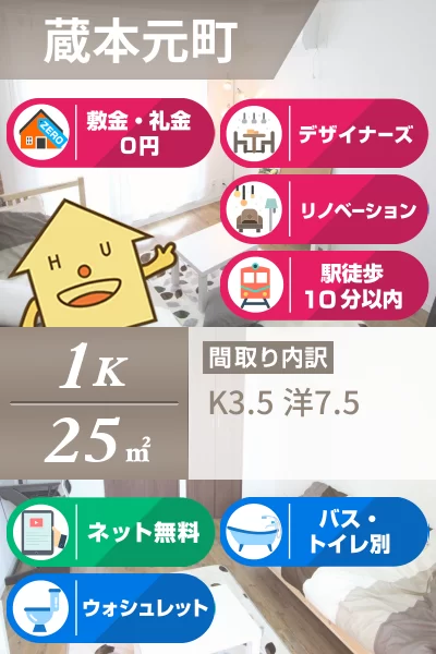 蔵本元町 マンション 1K 302のお部屋の特徴