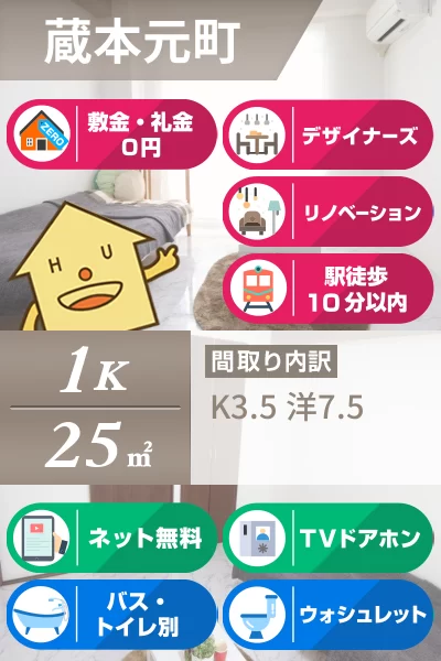 蔵本元町 マンション 1K 502のお部屋の特徴