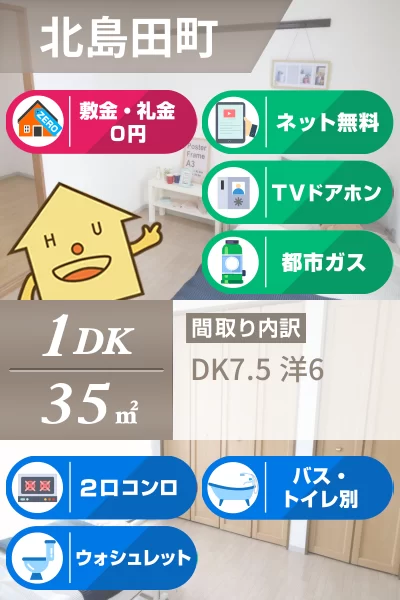 北島田町 アパート 1DK A102のお部屋の特徴