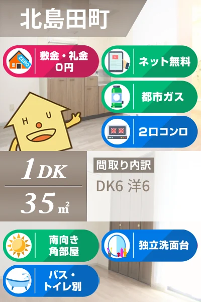 北島田町 アパート 1DK B203のお部屋の特徴