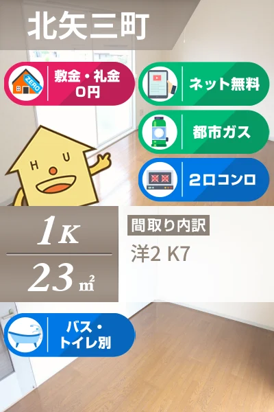 北矢三町 アパート 1K 202のお部屋の特徴
