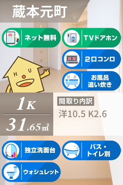 クラール蔵本 106のお部屋の特徴