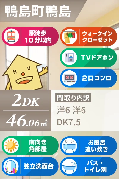 スマイリー鴨島 A 101のお部屋の特徴