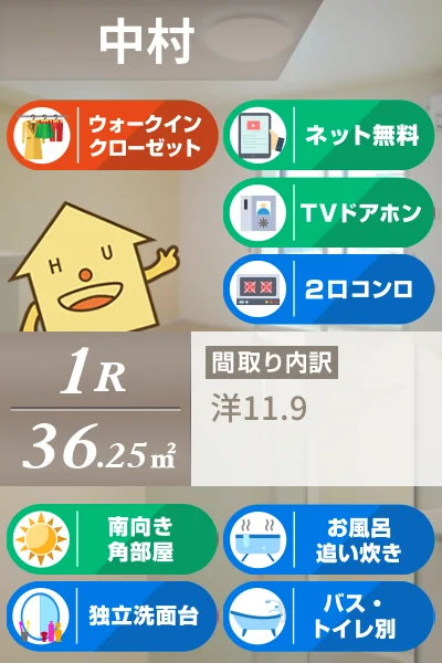 ハピネス 北島E 102のお部屋の特徴